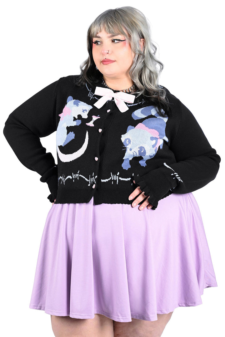kawaii pastel goth raccoon, rat, and possum sweater cardigan