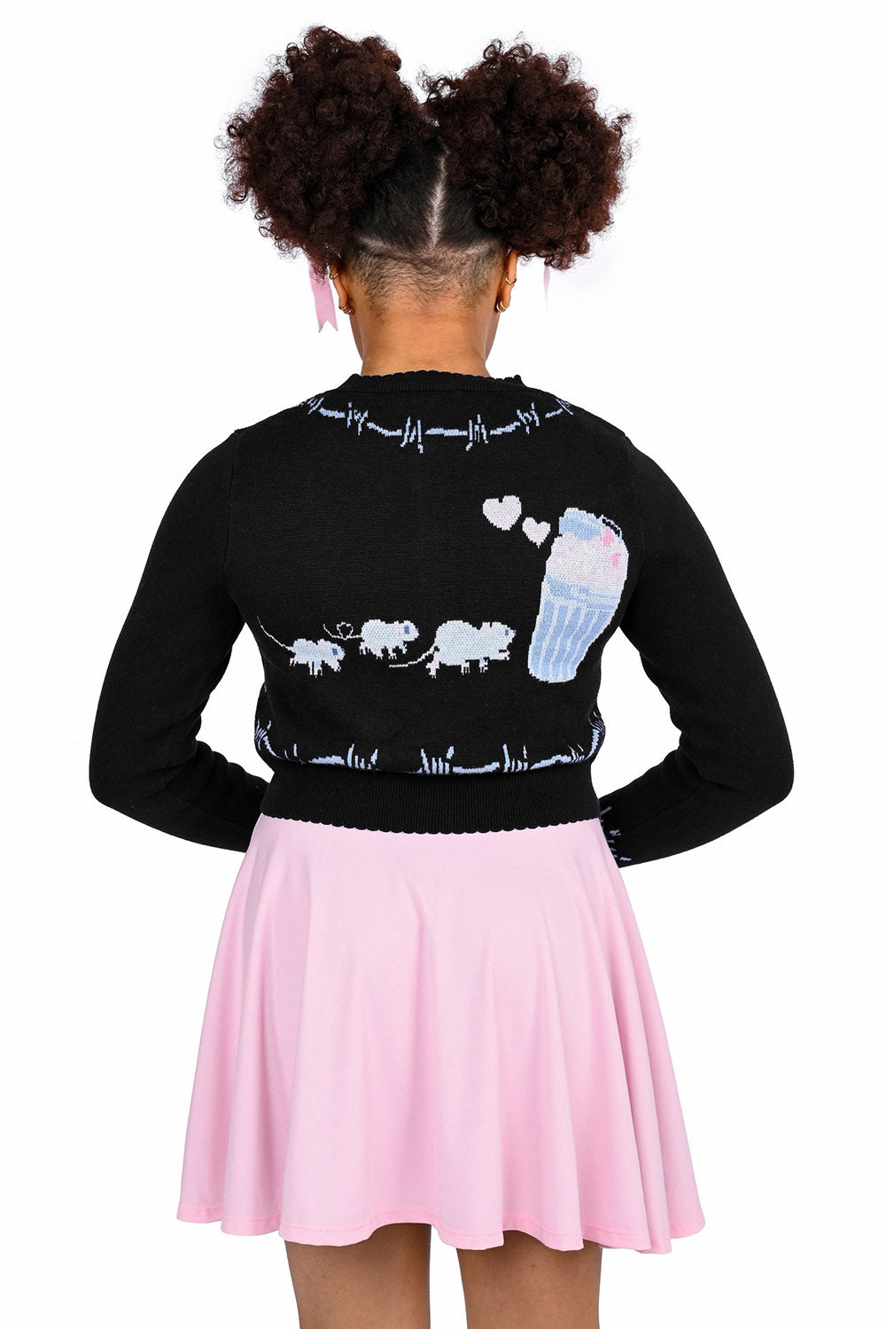 ruffled hem pastel goth raccoon, rat, and possum sweater cardigan