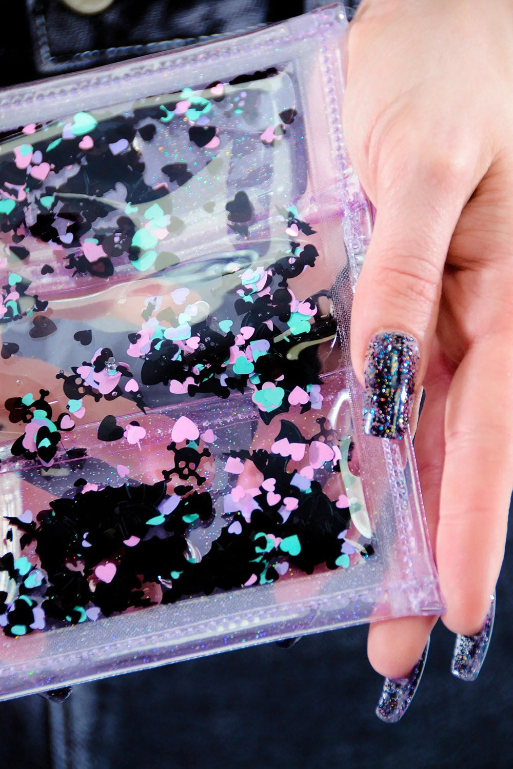 Liquid Glitter Tiny Wallet [Nocturnal Hearts] [CLEAR]