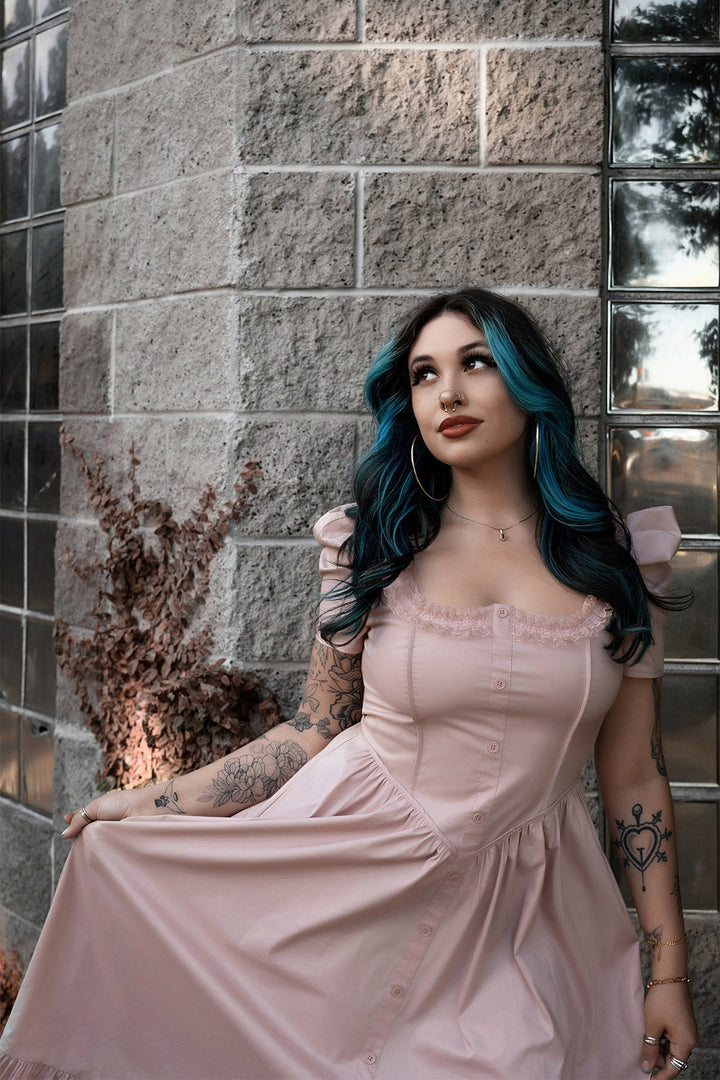 puff sleeve pink princess dress by lively ghosts 