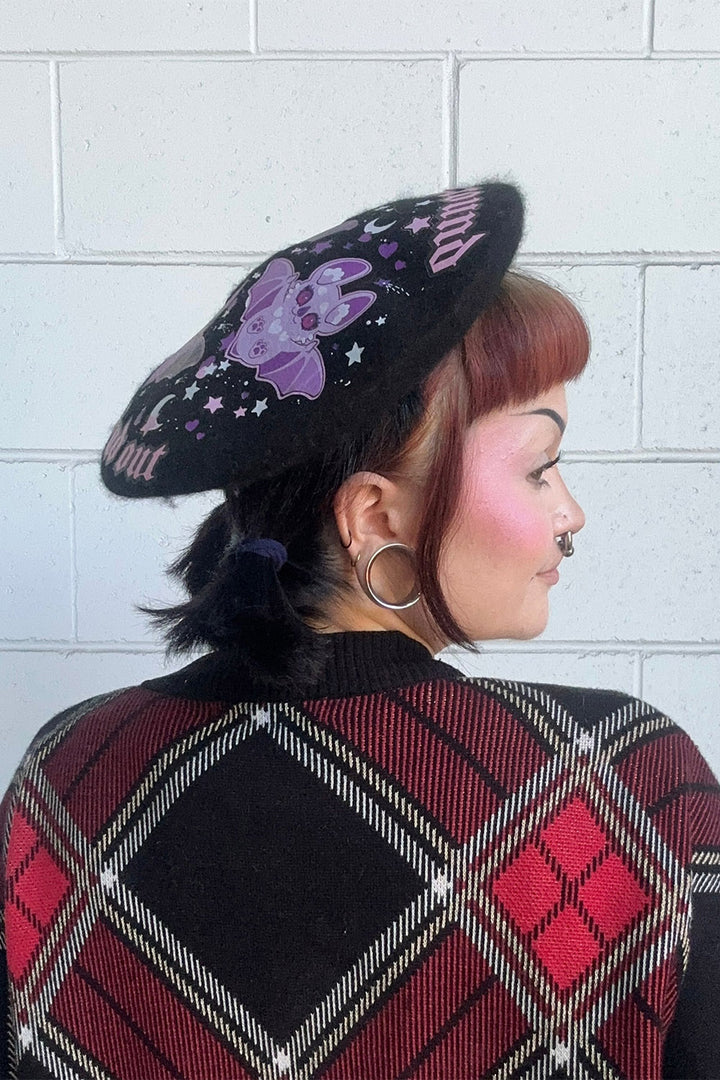 black wool blend kawaii hat by mermaid salon 