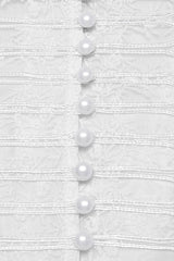 lace-up pearl button victorian puff shoulder blouse