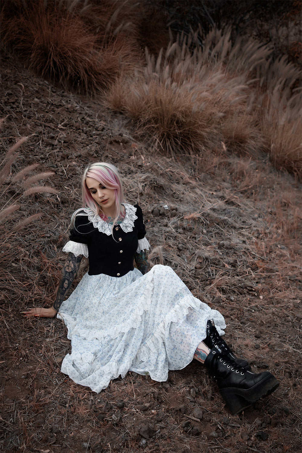 layered skirt cottagecore dress