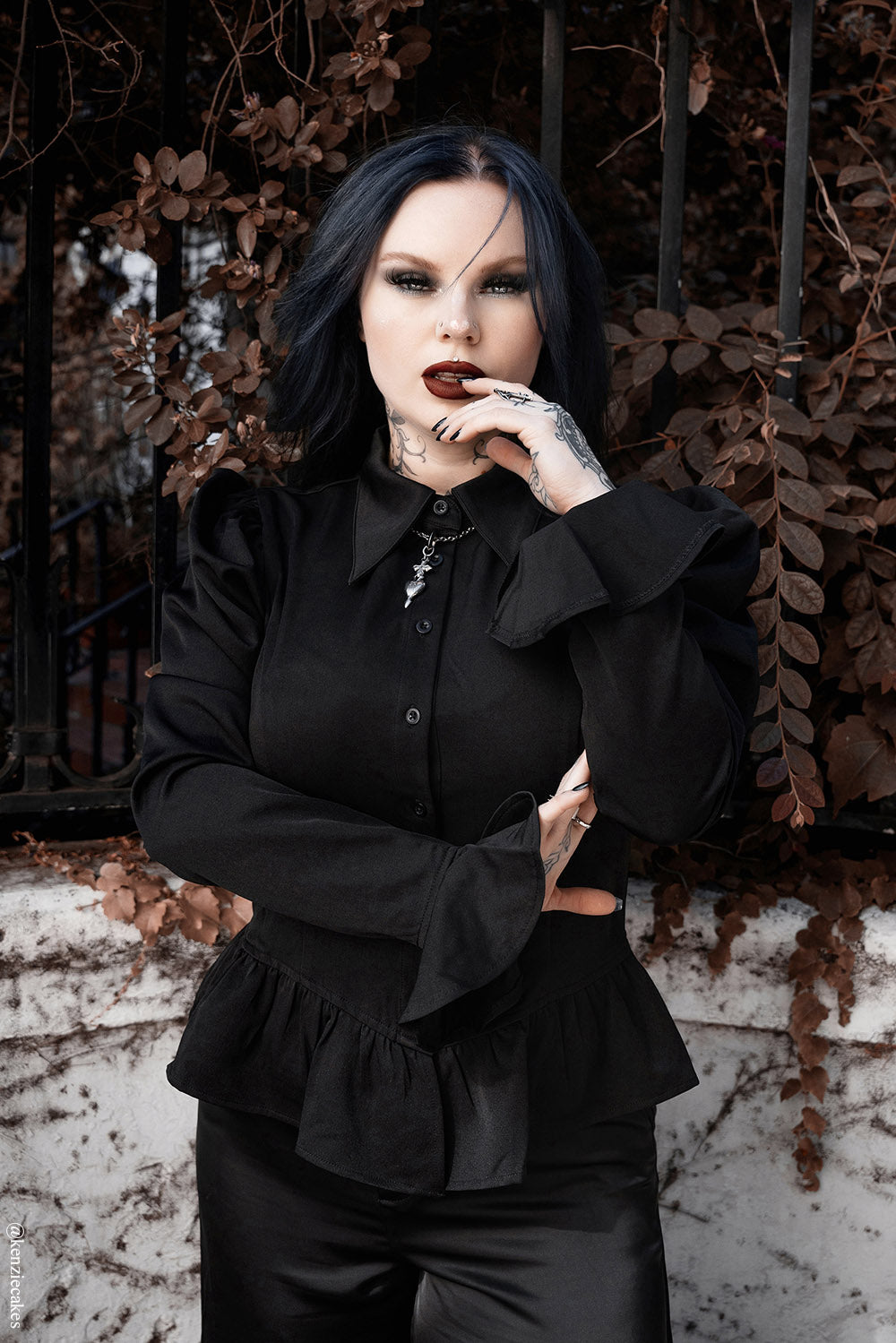 victorian long sleeve puff shoulder gothic blouse