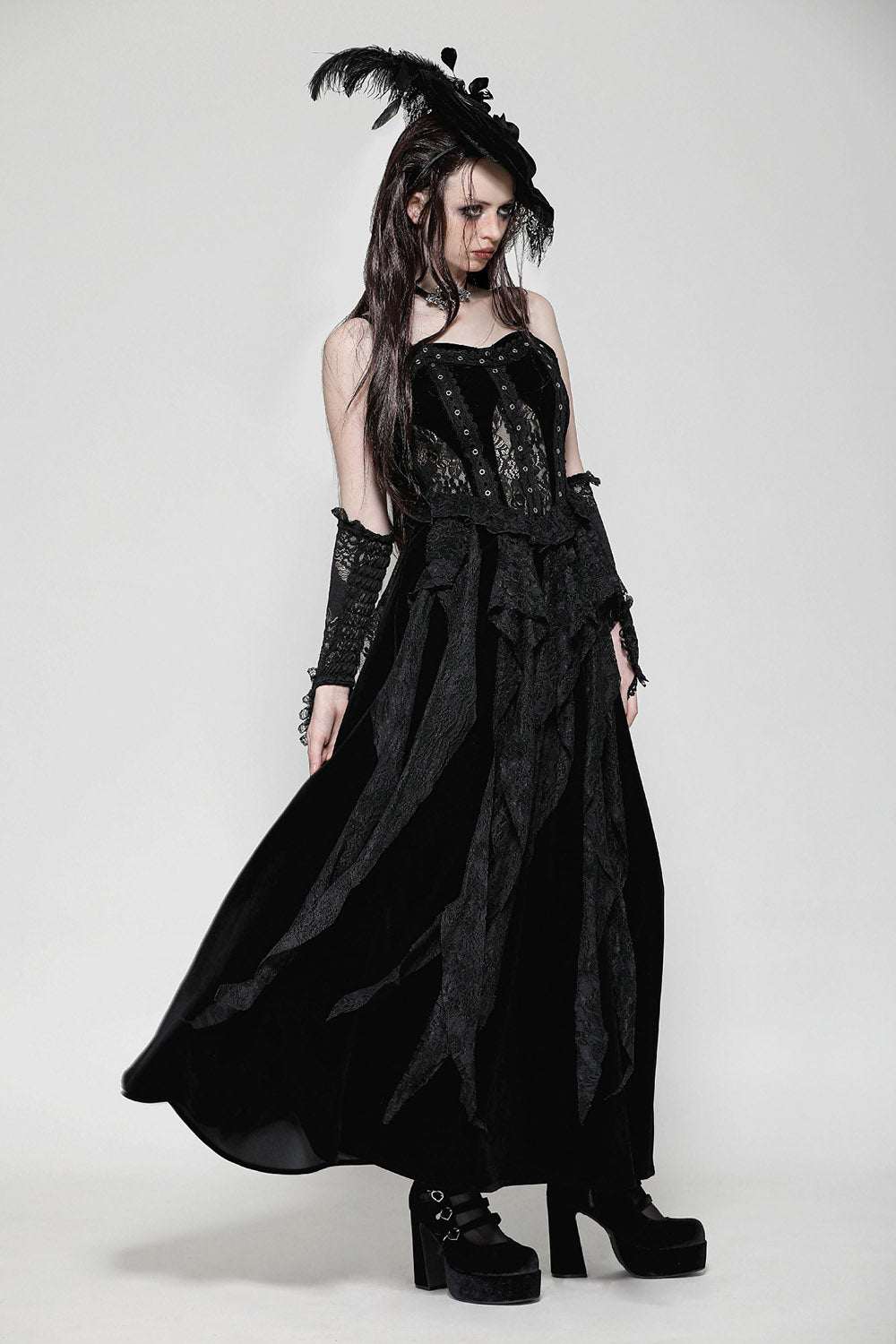 womens lace ruffled high-waisted dress by dark in love