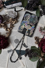 gothic phone strap with butterfly and rose and book charm  by the pretty cult