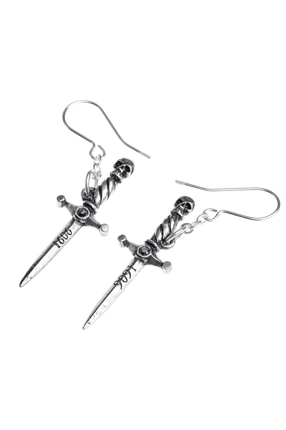 pewter Shakespeare renaissance fair sword earrings