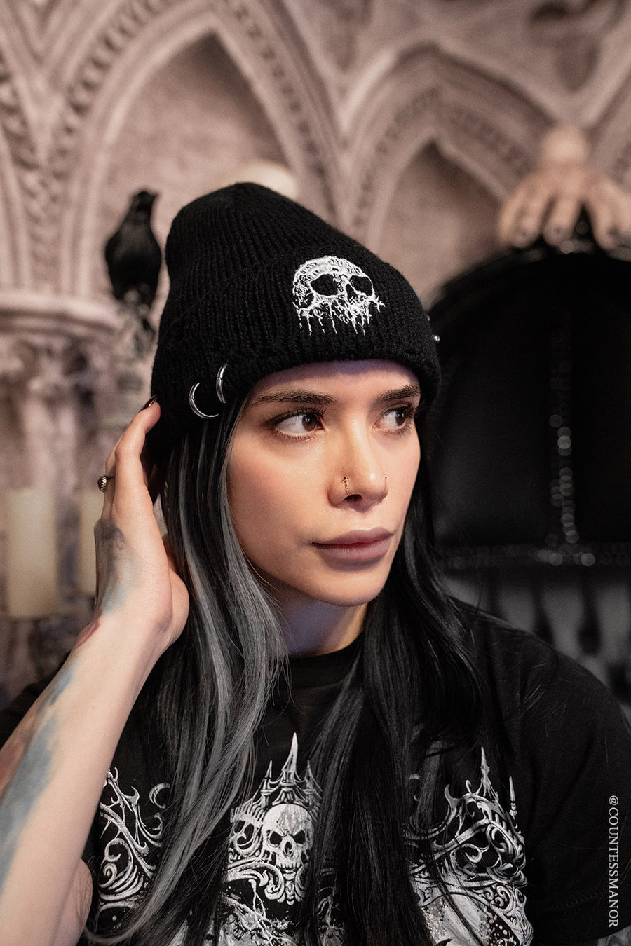 Gorro con perforaciones y efecto desgastado [Skull Drip]