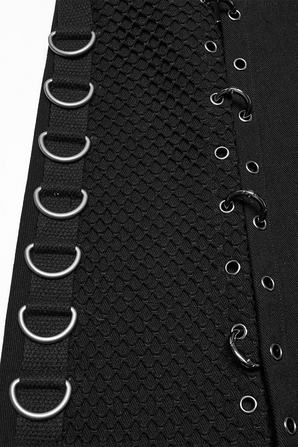 mens netted fishnet metal hardware kilt with pockets 