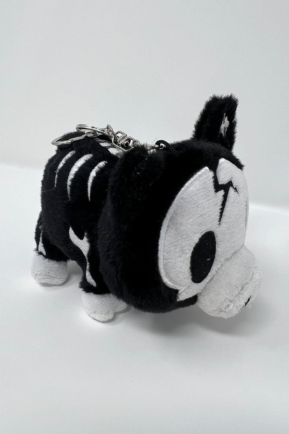 goth embroidered skeleton pig keychain