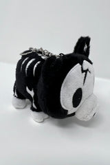 goth embroidered skeleton pig keychain
