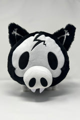 emo black and white stuffed animal skeleton plushie with spiral tail