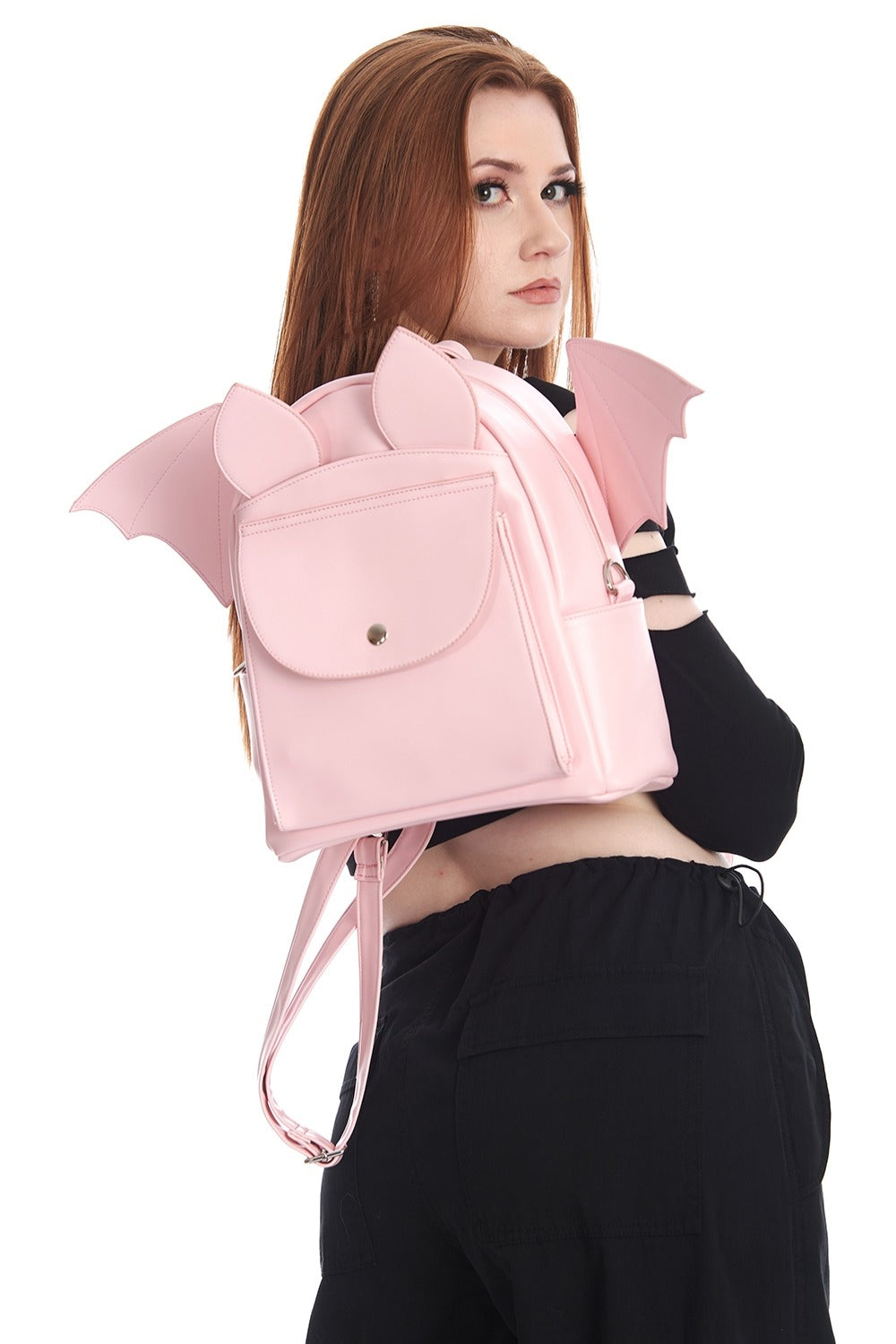 Banned Apparel Lost Queen Pastel Goth Batwing Backpack Pink