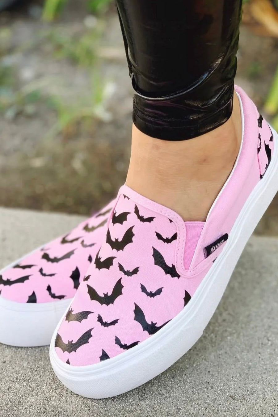 pastel goth pink bat shoes