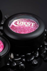 bright pink glittery eye shadow 