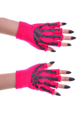 BGS Fingerless Skeleton Gloves [PINK]