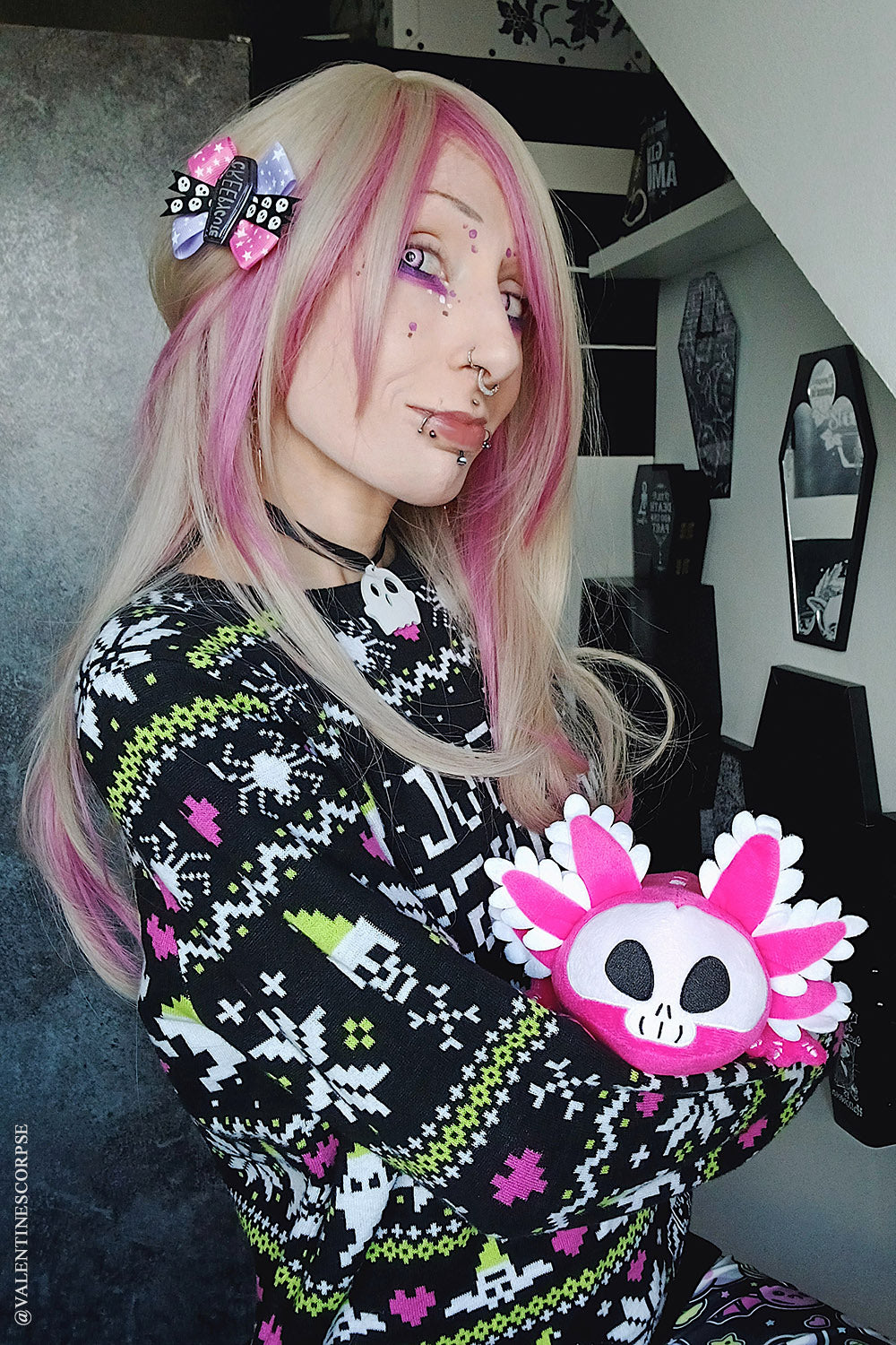 bubblegum goth axolotl plush toy