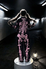 emo pastel pink and black gothic skeleton pajamas set
