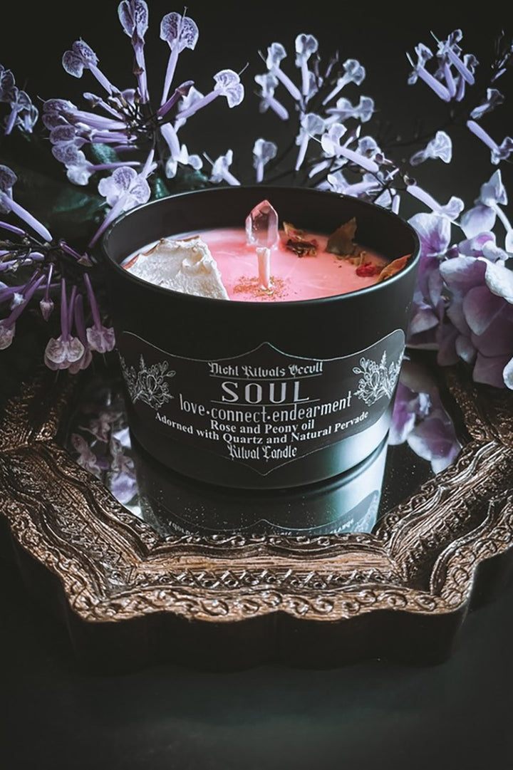 pink soy wax witchy candle