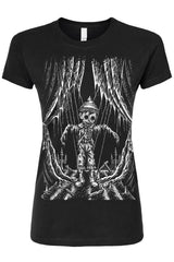 gothic short sleeve black cotton Pinocchio t-shirt