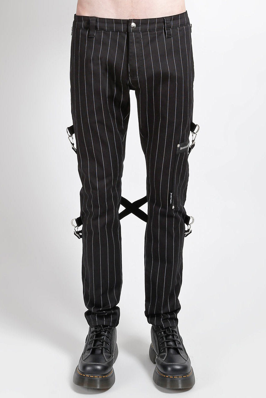 slim leg gothic pinstripe pants