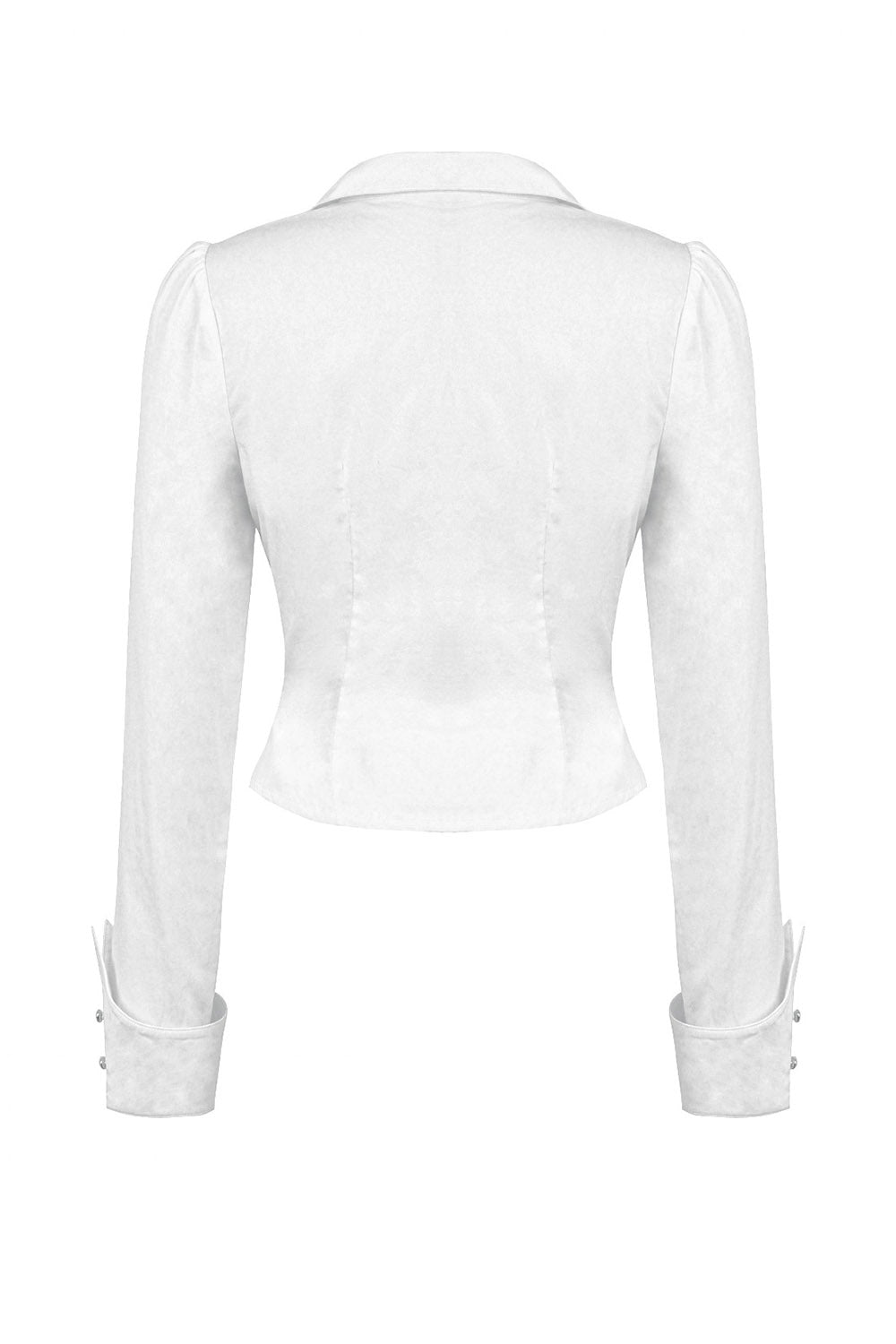 whimsigoth white slim fit ruffled romantic long sleeve button-down shirt with batwing collar by dark in love
