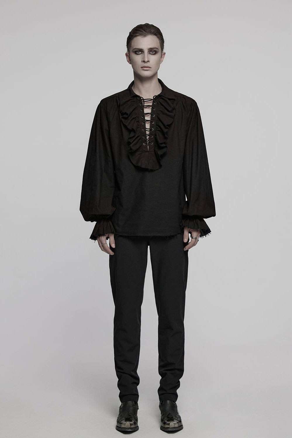 mens long sleeve deep v neck pirate shirt