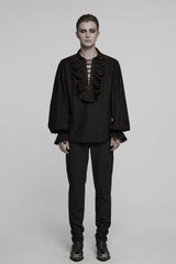 mens long sleeve deep v neck pirate shirt