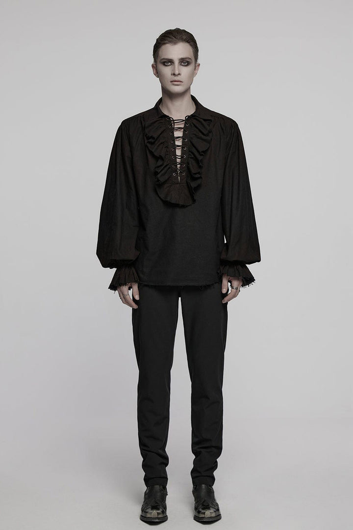 mens long sleeve deep v neck pirate shirt