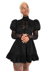 summer cotton goth fit and flared puffed sleeve cottagecore dress