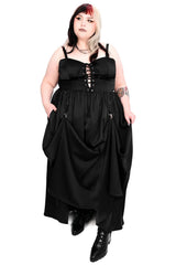 black satin gothic corset dress