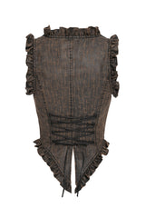 ruffled shoulder brown steampunk vegan leather pirate harness