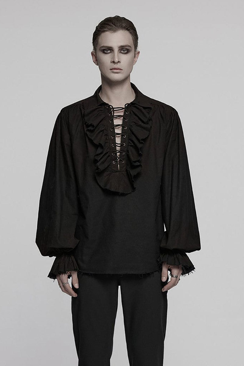 mens steampunk brown and black pirate shirt