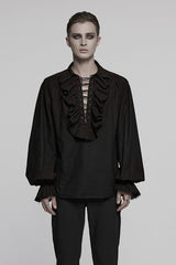 mens steampunk brown and black pirate shirt