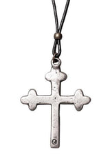 medieval cross necklace on leather cord