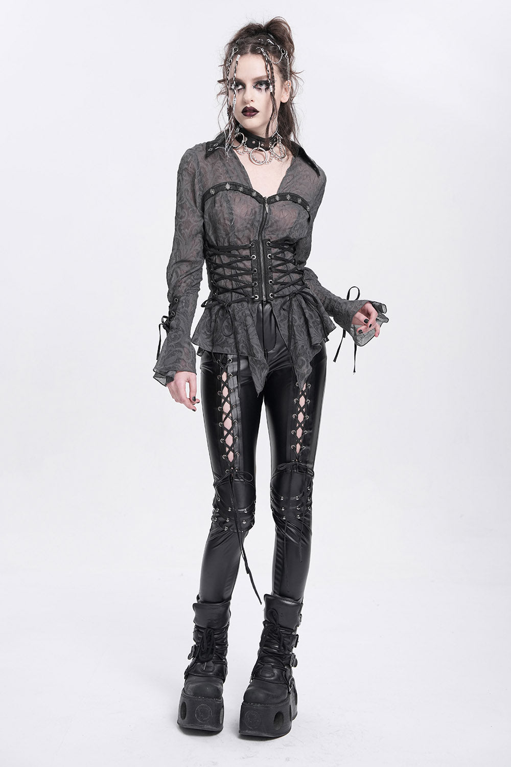 lace-up corset medieval goth top