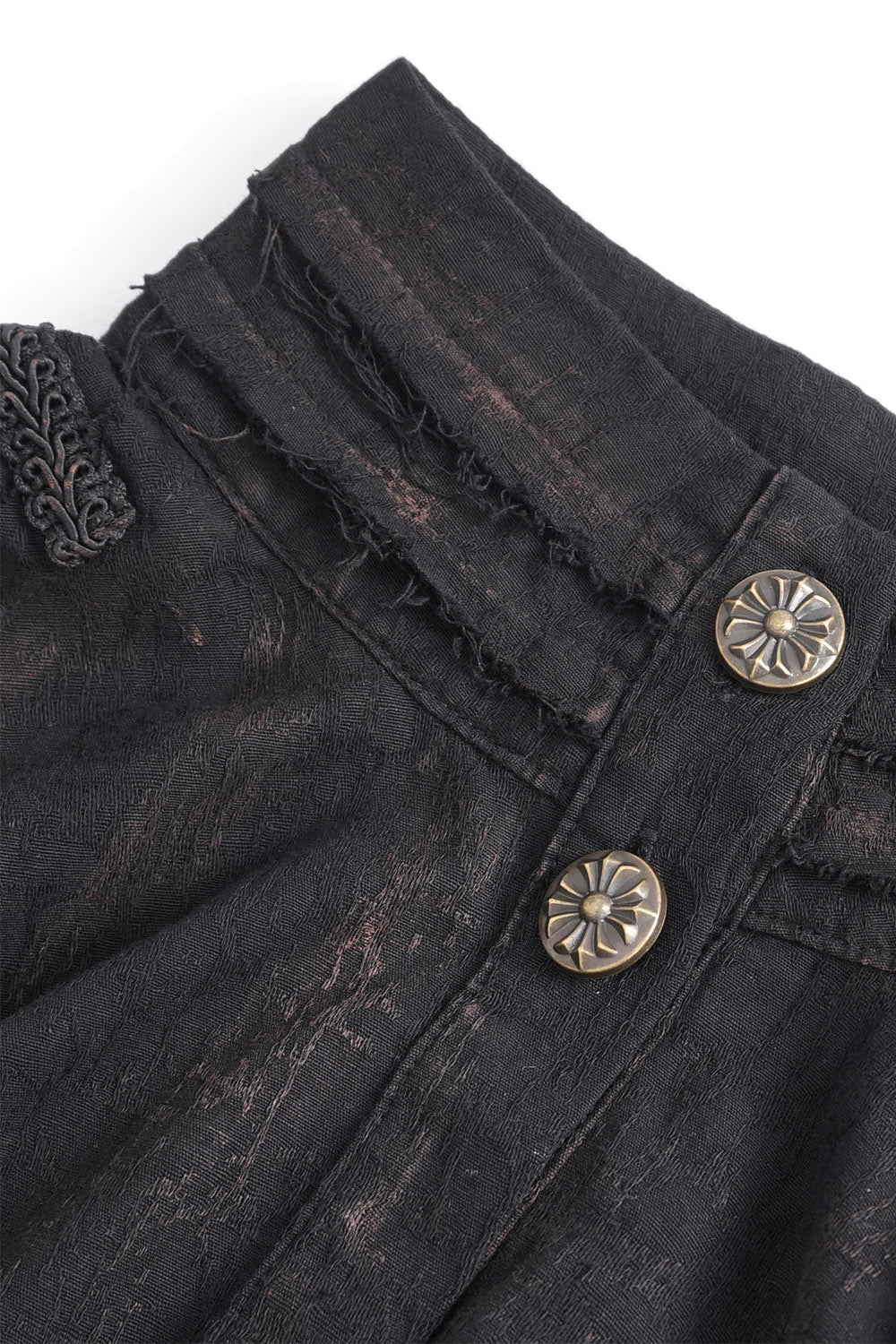 long sleeve high collar pirate blouse  with tattered cuffs