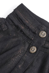 long sleeve high collar pirate blouse  with tattered cuffs