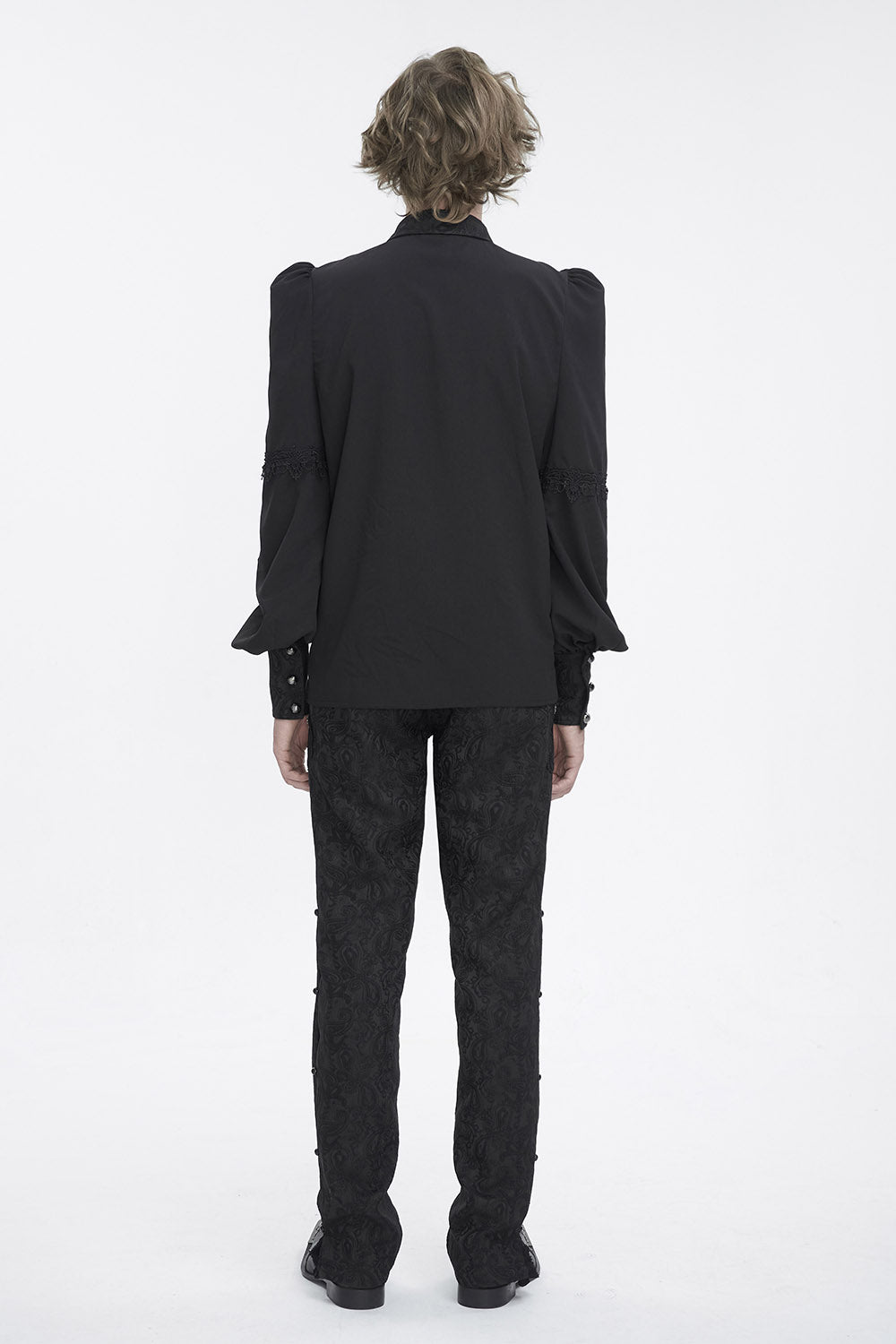 steampunk black mens damask button-up shirt 