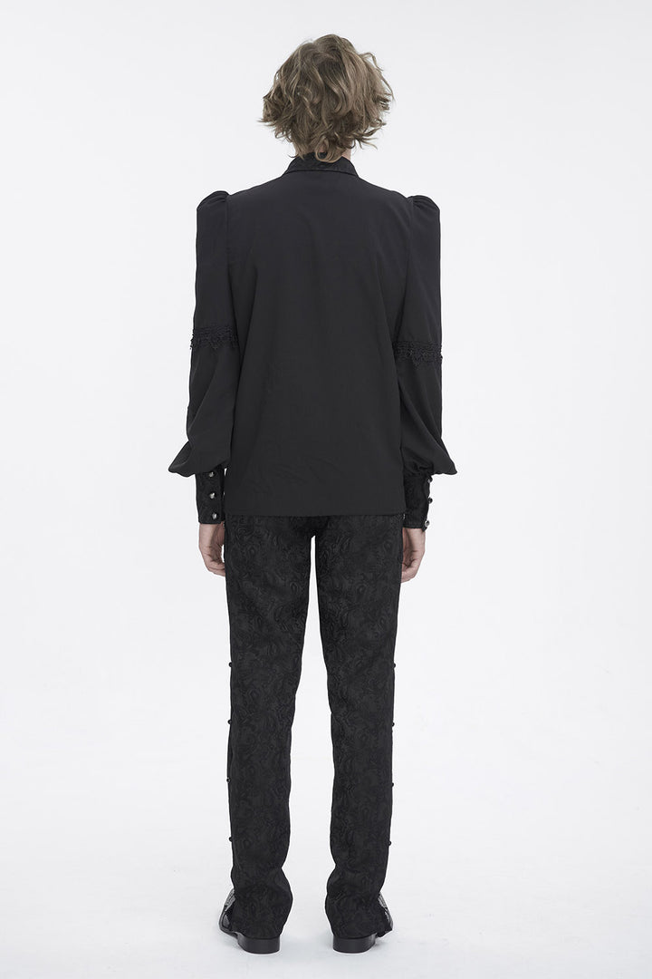 steampunk black mens damask button-up shirt 