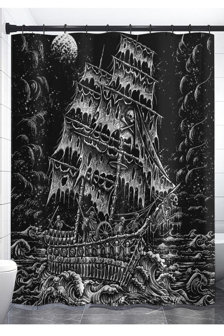 pirate ship gothic shower curtain