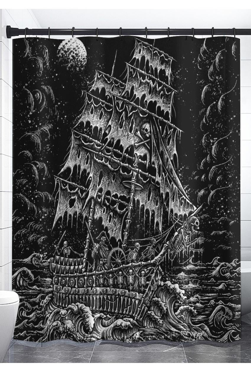 pirate ship gothic shower curtain