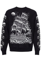 skull sleeve pirate ship sweatshirt