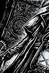 distressed gothic plague doctor t-shirt