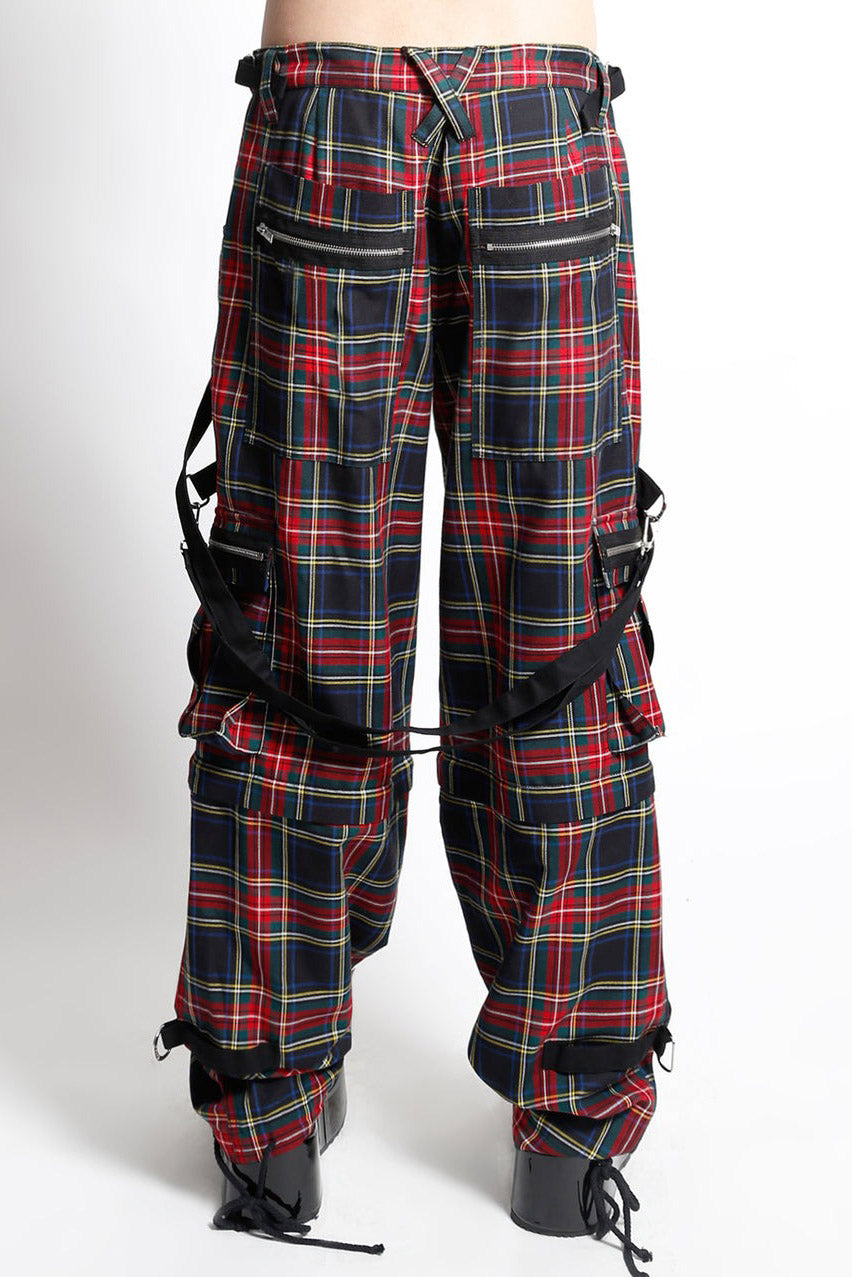 black plaid mens punk pants