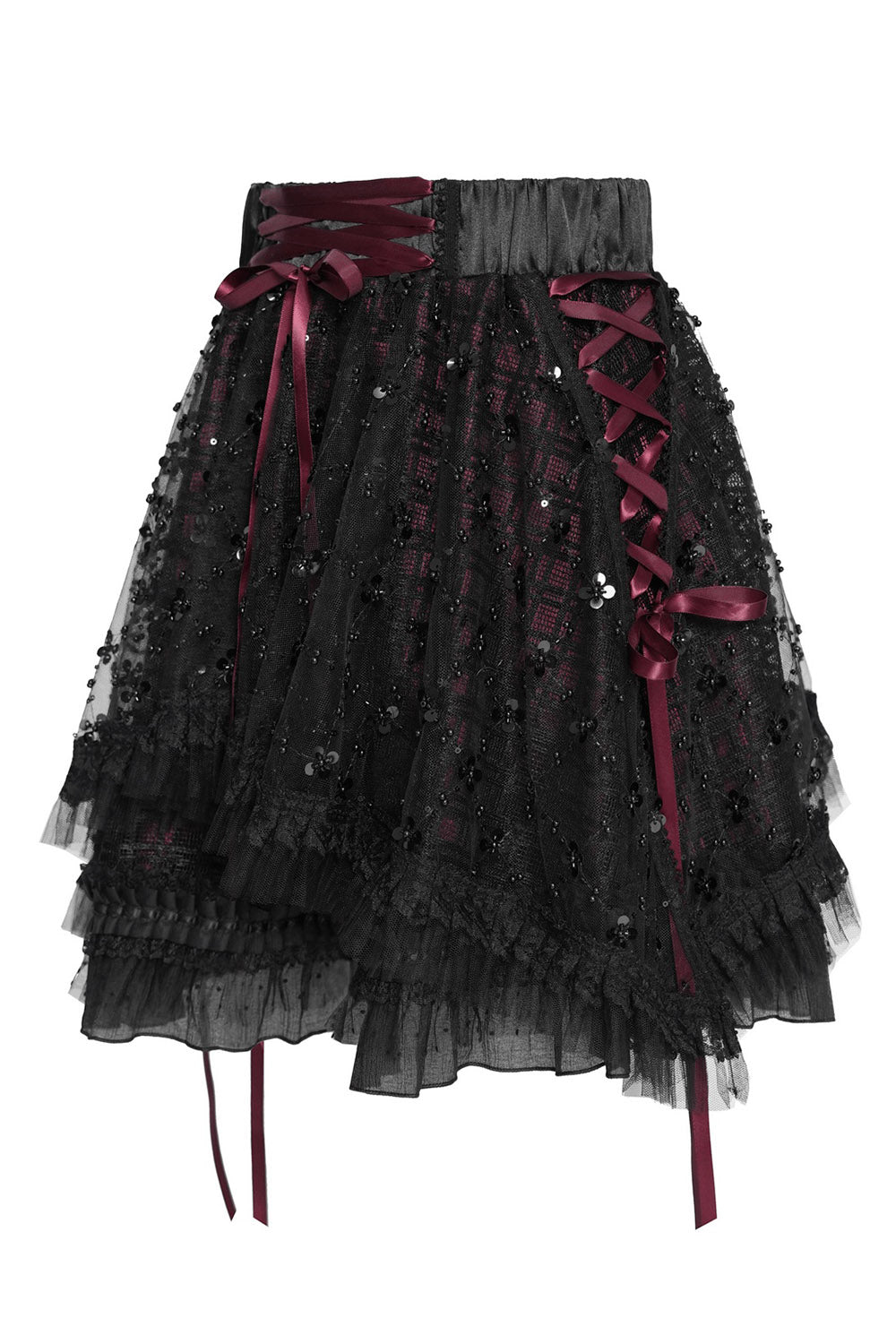 burgundy and black womens plaid mini skirt