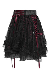 burgundy and black womens plaid mini skirt