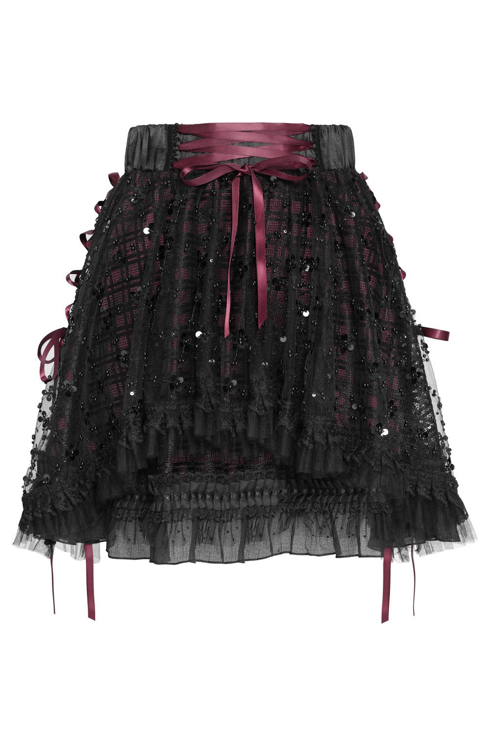 womens satin and tulle plaid mini skirt