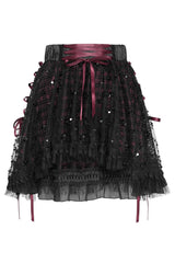 womens satin and tulle plaid mini skirt