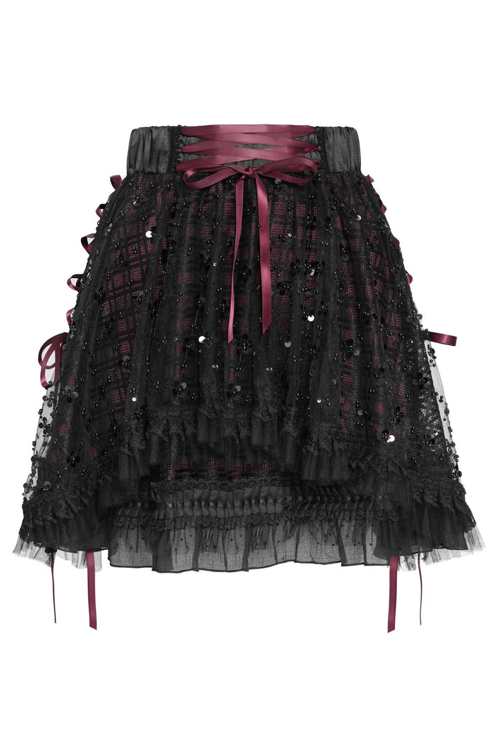 womens satin and tulle plaid mini skirt